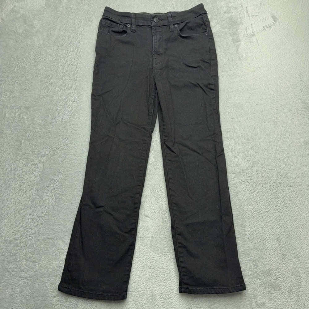 Good American Jeans Womens 8 29 Black Straight Leg Stretch Denim Pants